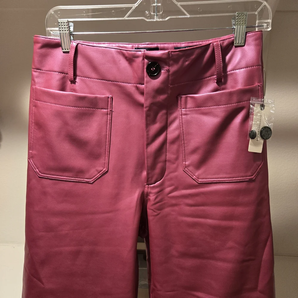 Maeve By Anthropologie Colette High Rise Cropped Wide-leg Faux Leather Pants. - Picture 5 of 10